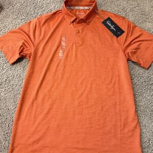 Walter Hagen Men’s Striped Orange Collared Polo Short Sleeve Shirt